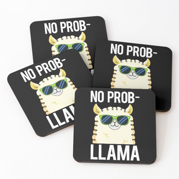 Item preview, No-Prob-Llama Funny Cool Llama Puns (Dark BG) designed and sold by punnybone.