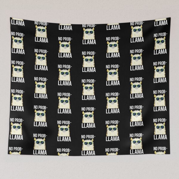 Item preview, No-Prob-Llama Funny Cool Llama Puns (Dark BG) designed and sold by punnybone.