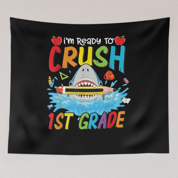Item preview, Ready To Crush 1st Grade Funny Shark Boys Back To School  designed and sold by sheilase.