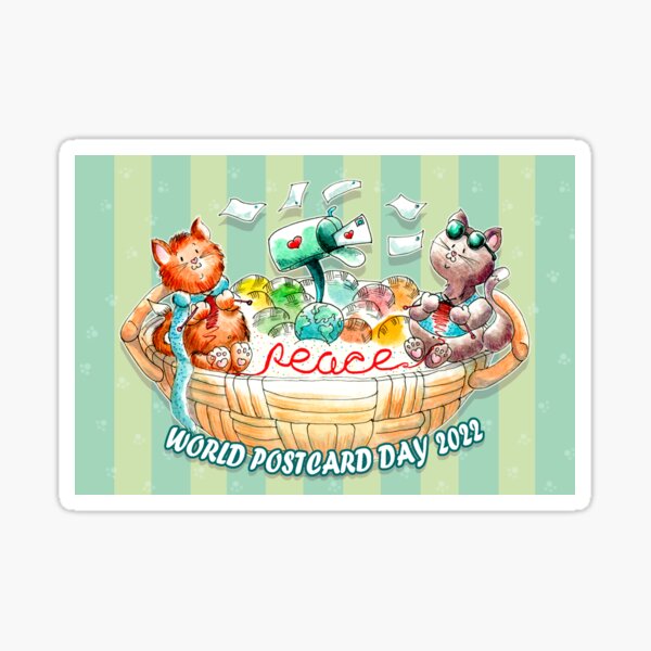 Item preview, World Postcard Day 2022 - Cats knitting peace designed and sold by Renata Palheiros.