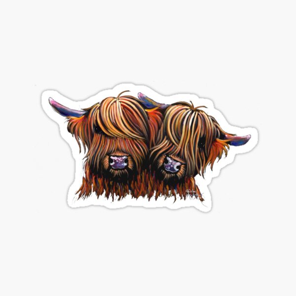Vista previa del artículo con la obra «IMPRESIÓN DE LA VACA DE LAS MONTAÑAS ESCOCESAS ' PALS ' de Shirley MacArthur», diseñado y vendido por Shirley MacArthur Limited.