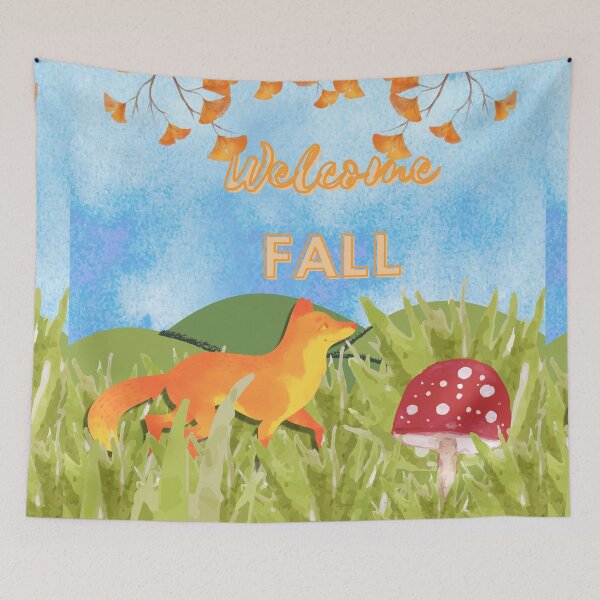 Item preview, Welcome Fall (Fox and Mushroom) designed and sold by SimplyMe-Plus.