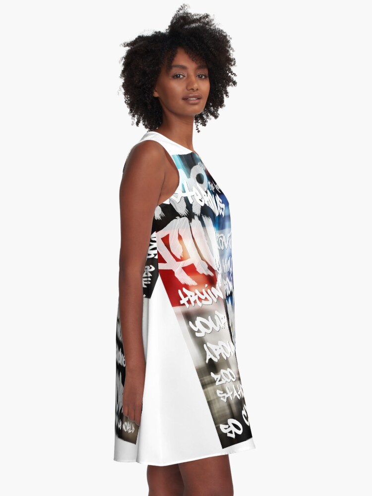 Thumbnail 2 of 4, A-Line Dress, u2 achtung baby graffiti designed and sold by clad63.
