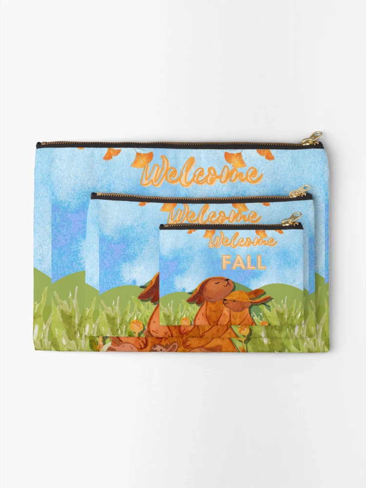 Thumbnail 2 of 4, Zipper Pouch, Welcome Fall (Rabbit Family) designed and sold by SimplyMe-Plus.