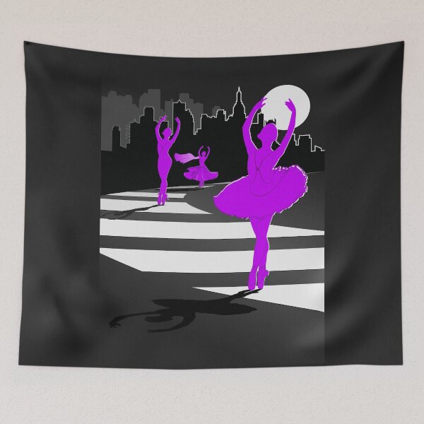 Item preview, Dancers in the Moonlight - Purple Dancers on Shades of Black Cityscape - VBK - VisionsByKaren designed and sold by VisionsByKaren.