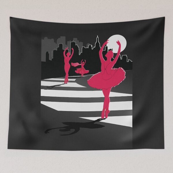Item preview, Dancers in the Moonlight - Red Dancers on Shades of Black Cityscape - VBK - VisionsByKaren designed and sold by VisionsByKaren.