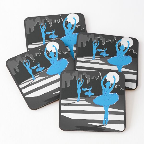 Item preview, Dancers in the Moonlight - Blue Dancers on Shades of Black Cityscape - VBK - VisionsByKaren designed and sold by VisionsByKaren.