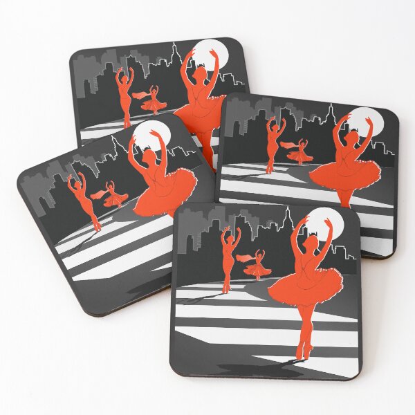 Item preview, Dancers in the Moonlight - Orange Dancers on Shades of Black Cityscape - VBK - VisionsByKaren designed and sold by VisionsByKaren.