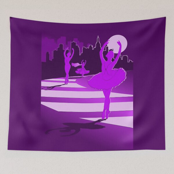 Item preview, Dancers in the Moonlight - Purple Dancers on Shades of Purple Cityscape - VBK - VisionsByKaren designed and sold by VisionsByKaren.