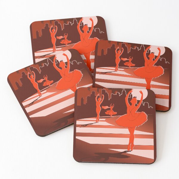 Item preview, Dancers in the Moonlight - Orange Dancers on Shades of Orange Cityscape - VBK - VisionsByKaren designed and sold by VisionsByKaren.