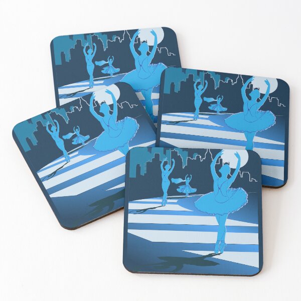 Item preview, Dancers in the Moonlight - Blue Dancers on Shades of Blue Cityscape - VBK - VisionsByKaren designed and sold by VisionsByKaren.