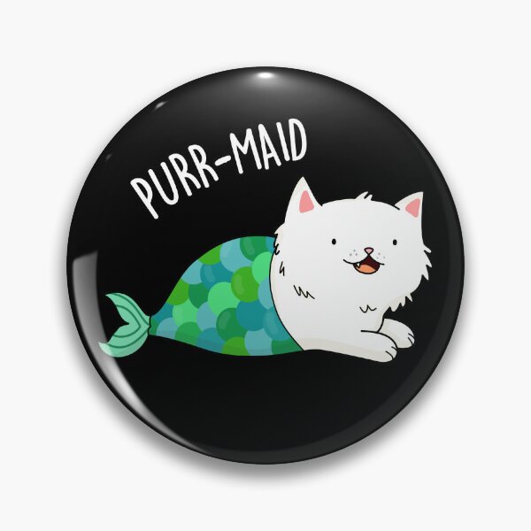 Item preview, Purr-maid Funny Kitty Cat Mermaid Puns (Dark BG) designed and sold by punnybone.