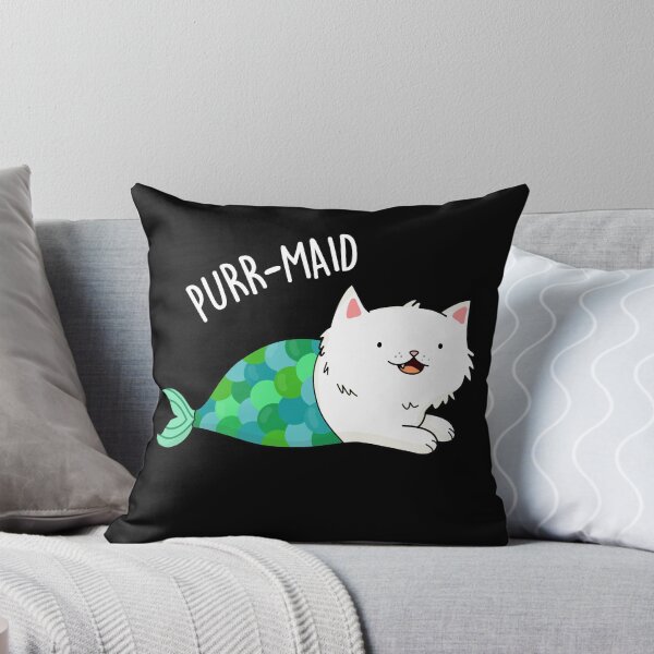 Item preview, Purr-maid Funny Kitty Cat Mermaid Puns (Dark BG) designed and sold by punnybone.