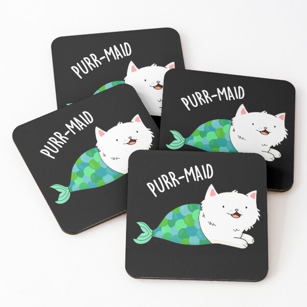 Item preview, Purr-maid Funny Kitty Cat Mermaid Puns (Dark BG) designed and sold by punnybone.
