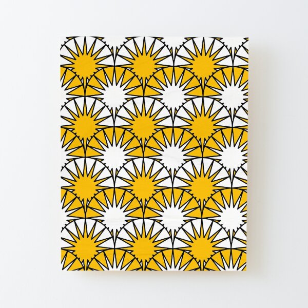 Art Deco Pattern No 15 - Yellow and White - Sunshine Sun Motifs Wood Mounted Print