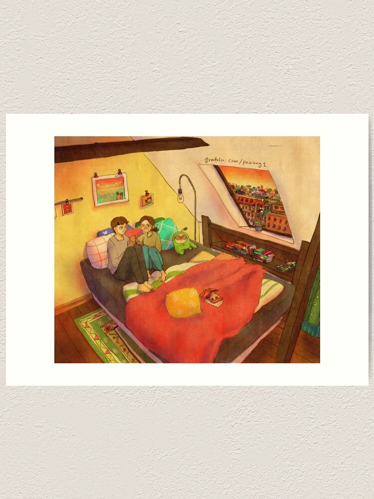 Alternate view of Doing face masks Art Print
