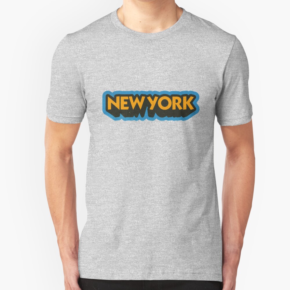 New York State Sticker | Retro Pop Slim Fit T-Shirt
