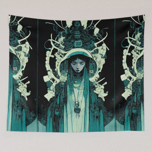 Item preview, Priestess of Opium Fantasy Pirate Samurai  Tecno Noir Cyber Punk Demon Hunter designed and sold by esotericorigins.