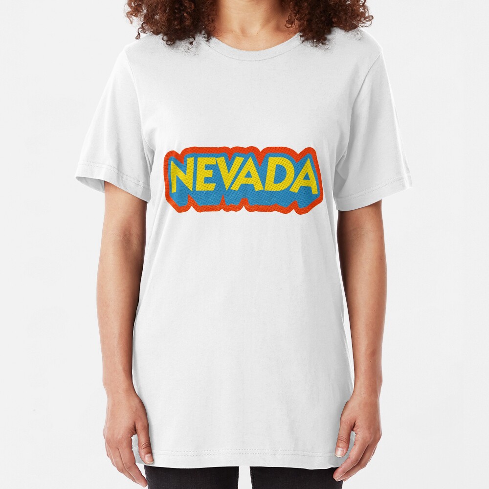 Nevada State Sticker | Retro Pop Slim Fit T-Shirt
