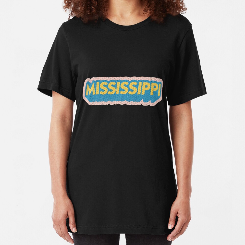 Mississippi State Sticker | Retro Pop Slim Fit T-Shirt