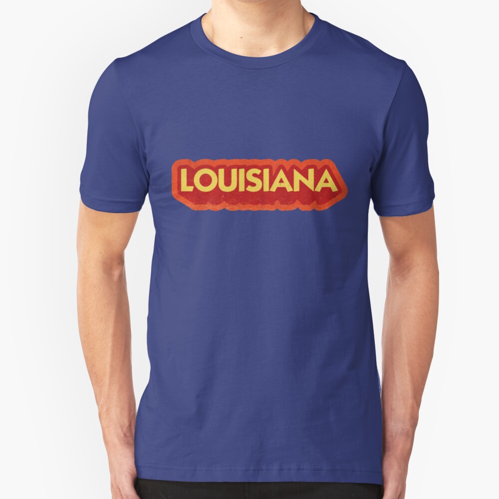 Louisiana State Sticker | Retro Pop Slim Fit T-Shirt