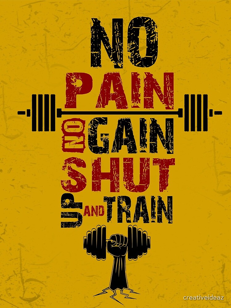 "No pain no gain shut up and train fitness Gym Quotes" Drawstring Bag ...