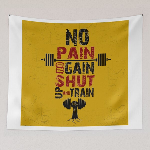 Item preview, No pain no gain shut up and train fitness Gym Quotes designed and sold by creativeideaz.