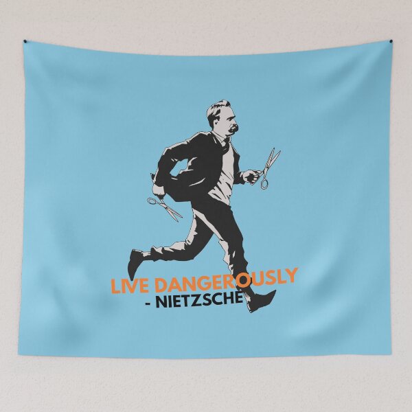 Item preview, Live Dangerously - Nietzsche (blue) designed and sold by wearphilosophy.