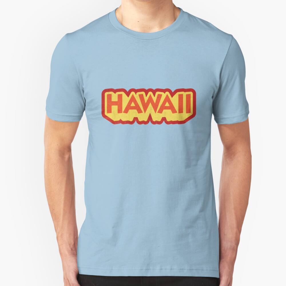 Hawaii State Sticker | Retro Pop Slim Fit T-Shirt