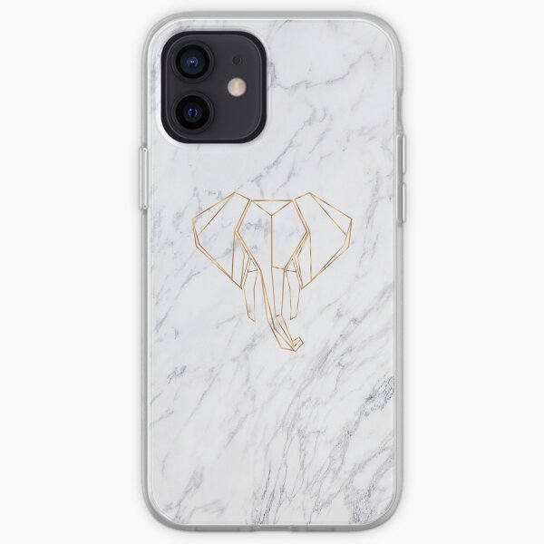 Marble Gold Origami Elephant iPhone Soft Case