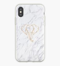 Marble Gold Origami Elephant iPhone Case