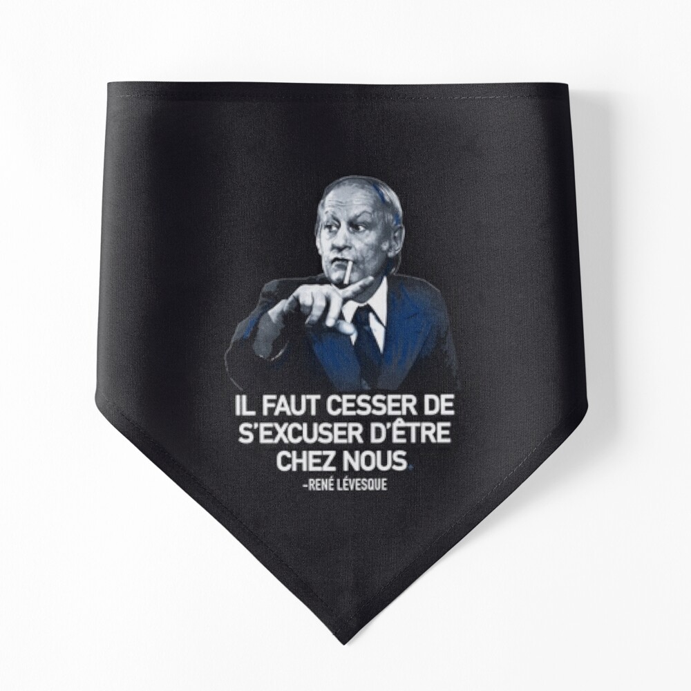 René Lévesque quote Il faut cesser de s'excuser d'être chez nous Quebec  black background HD HIGH QUALITY ONLINE STORE | Greeting Card