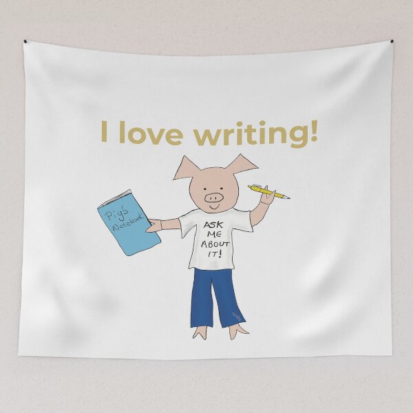 Item preview, I love writing! Left handed writer.  Introverts designed and sold by PiggingJapan.
