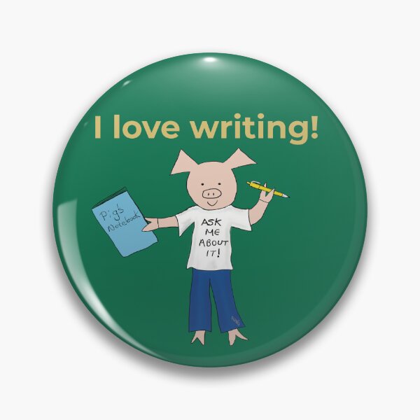 Item preview, I love writing! Left handed writer.  Introverts in green, writer designed and sold by PiggingJapan.