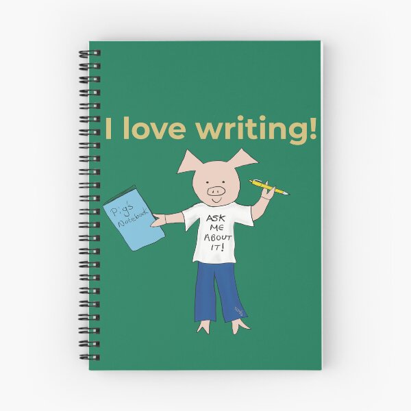 Item preview, I love writing! Left handed writer.  Introverts in green, writer designed and sold by PiggingJapan.