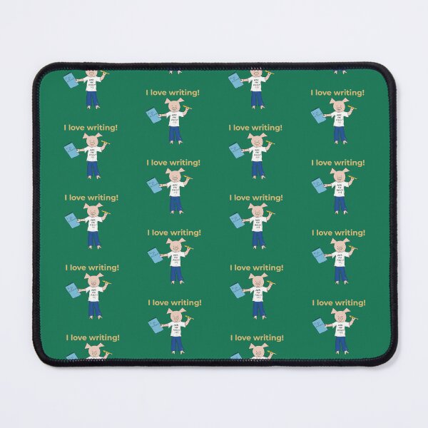 Item preview, I love writing! Left handed writer.  Introverts in green, writer designed and sold by PiggingJapan.