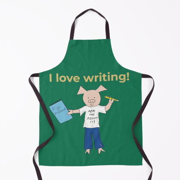 Item preview, I love writing! Left handed writer. Introverts in green, writer designed and sold by PiggingJapan.