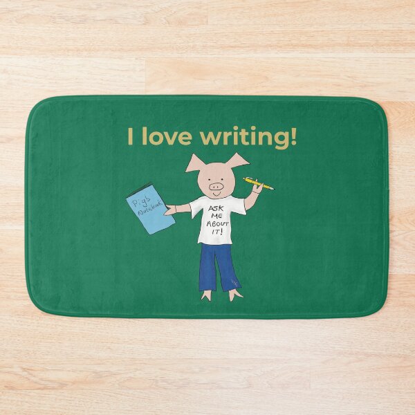 Item preview, I love writing! Left handed writer.  Introverts in green, writer designed and sold by PiggingJapan.