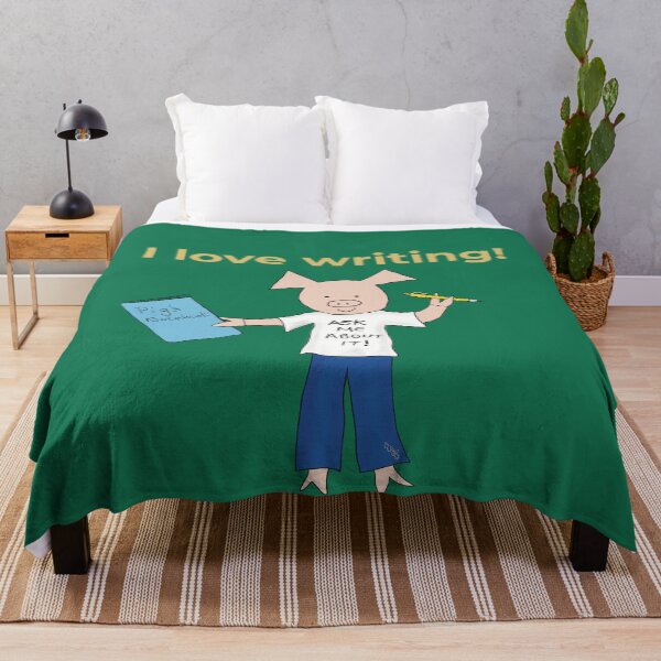 Item preview, I love writing! Left handed writer.  Introverts in green, writer designed and sold by PiggingJapan.