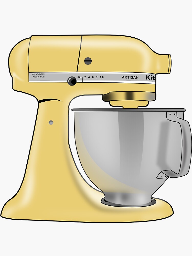 Kitchen Aid Mixer Pastel Yellow Sticker for Sale by digidrawdude