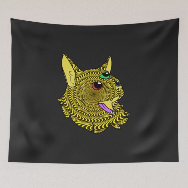 Item preview, Occult Three Eyed Demon Cat Psychedelic Yellow designed and sold by everything4eva.