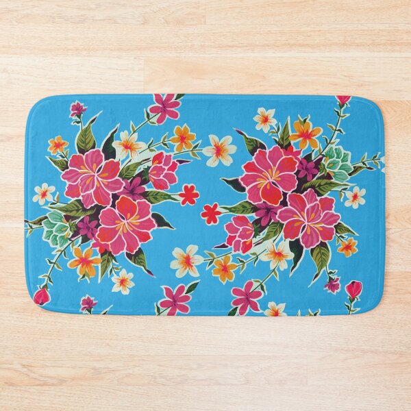 Item preview, Hibiscus flower mexican bouquet sky blue oilcloth rosa mexicano tablecloth designed and sold by T-Mex.