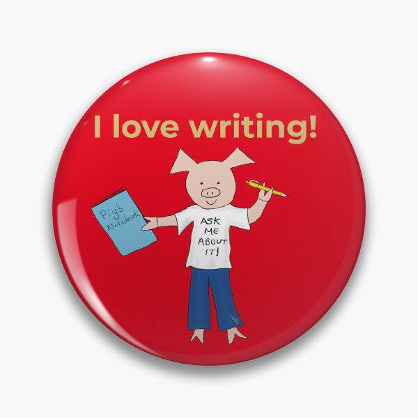 Item preview, I love writing! Left handed writer.  Introverts in red, writer designed and sold by PiggingJapan.