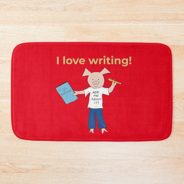 Item preview, I love writing! Left handed writer.  Introverts in red, writer designed and sold by PiggingJapan.