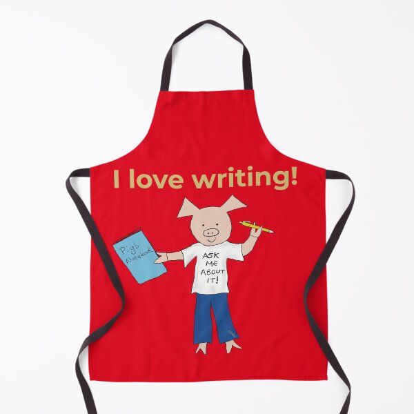 Item preview, I love writing! Left handed writer. Introverts in red, writer designed and sold by PiggingJapan.