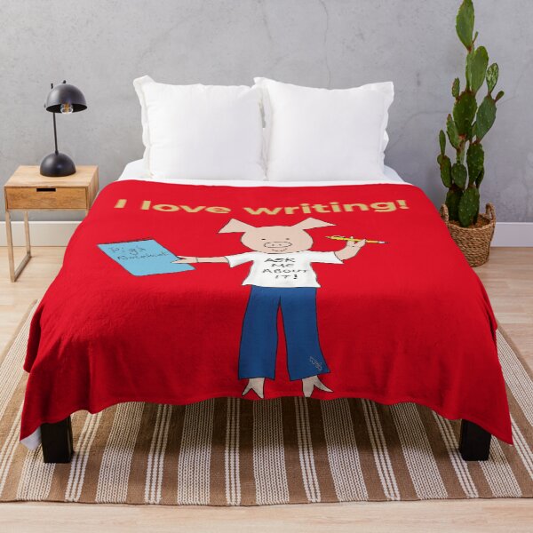 Item preview, I love writing! Left handed writer.  Introverts in red, writer designed and sold by PiggingJapan.
