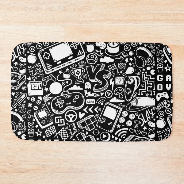 Item preview, Video Game Doodle Pattern in Black designed and sold by CherieTree.