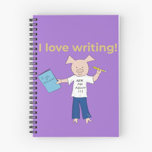 Item preview, I love writing! Left handed writer.  Introverts in Purple, writing designed and sold by PiggingJapan.
