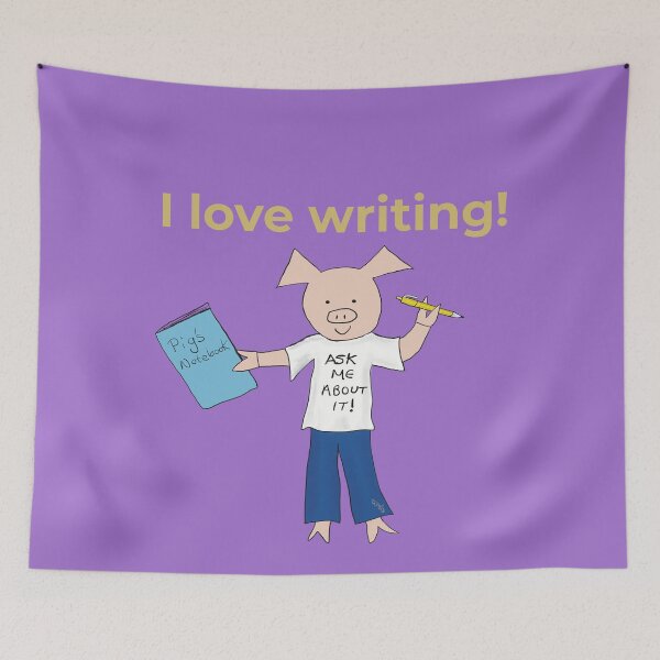 Item preview, I love writing! Left handed writer.  Introverts in Purple, writing designed and sold by PiggingJapan.