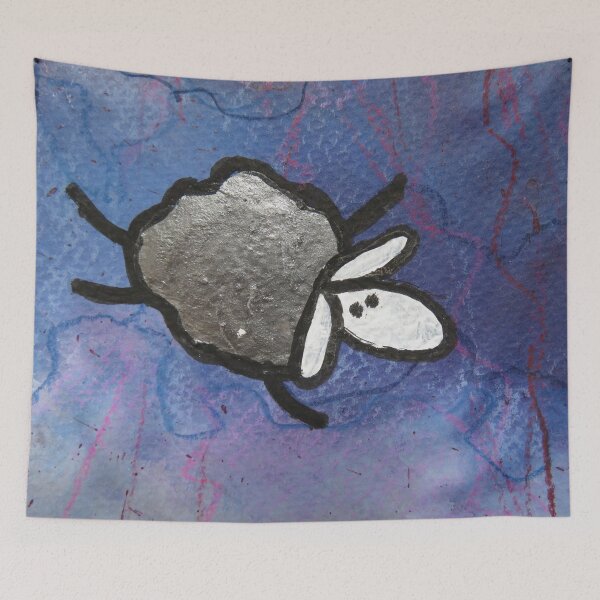 Item preview, UnFolding the Ewe-niverse #45 mixed media and ink painting of sheep designed and sold by ChillonLeachArt.
